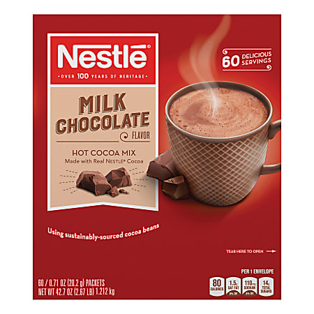 Nestle Milk Chocolate Hot Cocoa Mix, 0.71 Oz, Box Of 60 Packets 
