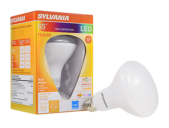 Sylvania LEDvance BR30 Dimmable 675 Lumens LED Light Bulbs, 7.5 Watt, 2700 Kelvin/Soft White, Case Of 6 Bulbs