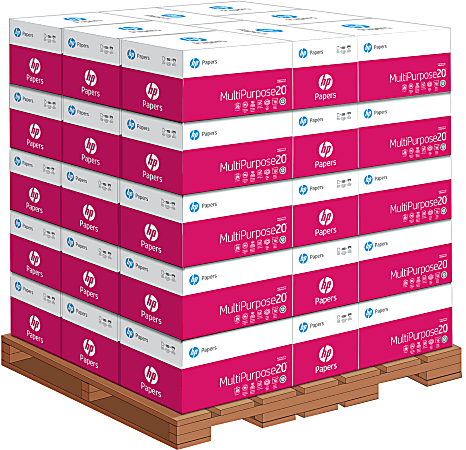 HP Printer & Copy Paper, 400 Reams, White, Letter (8.5" x 11"), 200000 Sheets Per Pallet, 20 Lb,  96 Brightness
