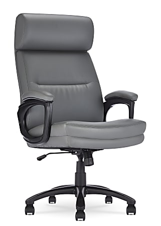Serta® Comfort Ergonomic Bonded Leather Mid-Back Big & Tall Executive Office Chair, Gray