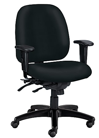WorkPro® 4X4 498SL Ergonomic Antimicrobial Vinyl Low-Back Multi-Function Task Chair, Black