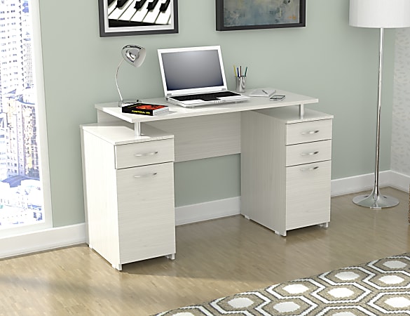 Inval 51 W 2 Pedestal Computer Desk Washed Oak - Office Depot