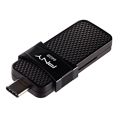 PNY USB Type-C 3.1 Flash Drive, 64GB, Black, P-FD64GELTC-GE