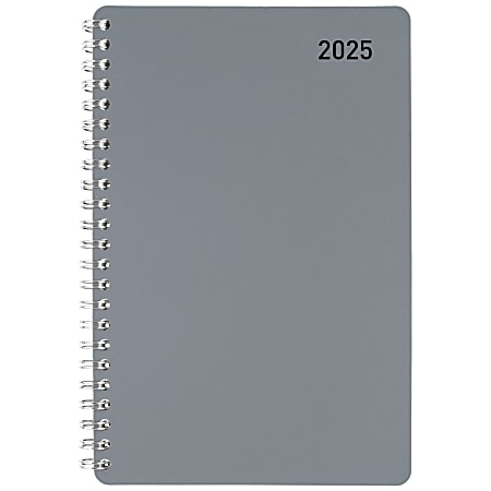 2025 Office Depot Weekly/Monthly Appointment Book, 4" x 6", Silver, January To December, OD710430