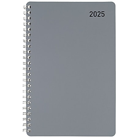 2025 Office Depot Weekly/Monthly Appointment Book, 4" x 6", Silver, January To December, OD710430