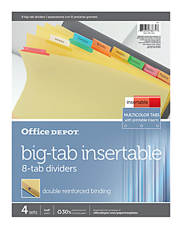 Avery® Big Tab Extra-Wide Insertable Dividers - 8 Blank Tab(s) - 8 Tab