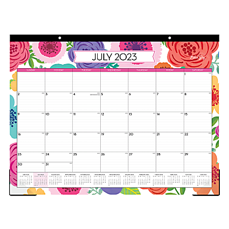 2023-2024 Blue Sky™ Monthly Academic Desk Pad Calendar, 22" x 17", Mahalo, July 2023 to June 2024, 100157-A
