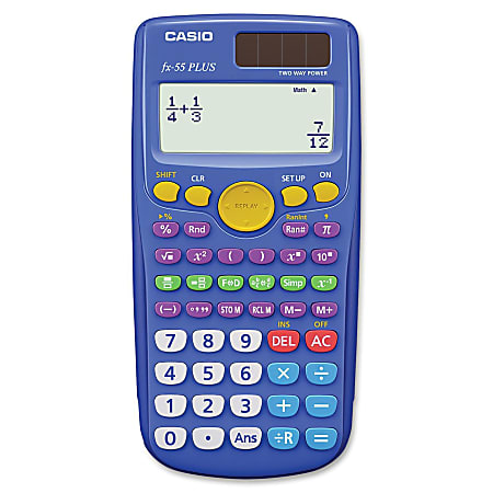 Casio FX-55 Plus Fraction Calculator - Hard Shell Cover - 12 Digits - Dot Matrix - Battery Powered - 1 Each