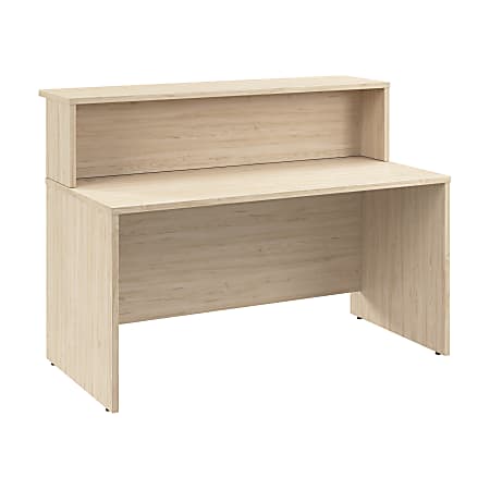 Bush Business Furniture Arrive 60"W Reception Desk with Shelf, Natural Elm, Standard Delivery