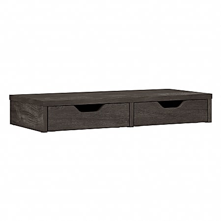 Bush Furniture Refinery 27"W Computer Desktop Organizer With Drawers, Dark Gray Hickory, Standard Delivery
