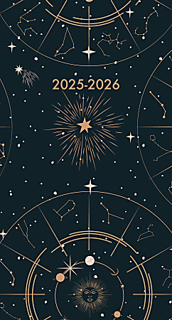 2025 Willow Creek Press 2-Year Monthly Checkbook/Calendar, 3-1/2” x 6-1/2”, Celestial, January 2025 To December 2026, 46913