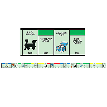 Eureka Monopoly™ Properties Deco Trim®, 2 1/4" x 37", Multicolor, Pack Of 12 Strips
