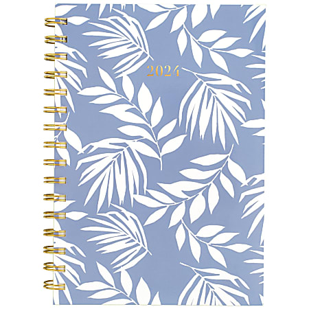 2024 Cambridge® Elena Weekly/Monthly Planner, 5-1/2" x 8-1/2", Blue Floral, January To December 2024 , 1680-200