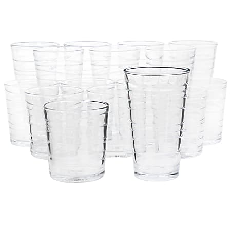 Gibson Home 16-Piece Swirl Assorted Glassware Set, 16 Oz, Clear