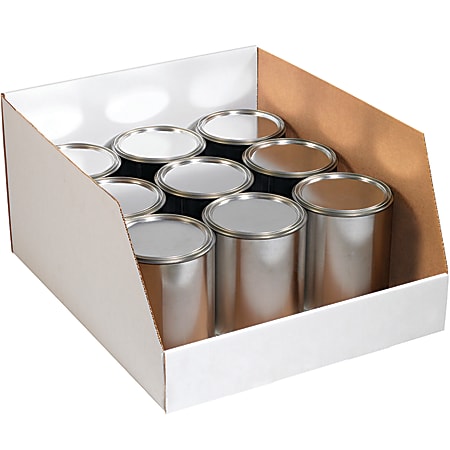 Office Depot® Brand Standard-Duty Open-Top Bin Storage Boxes, Medium Size, White, Case Of 20