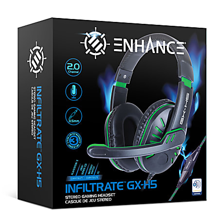 ENHANCE Infiltrate GX-H5 - Headset - full size - wired - 3.5 mm jack - green - TeamSpeak Certified