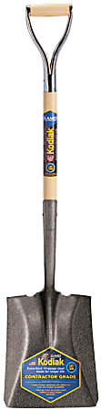Kodiak Square Point Wood Shovels, 11.5 X 9.75 Blade, 30 in White Ash D-Handle