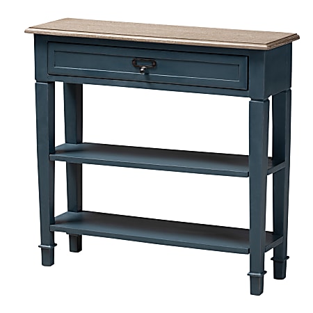 Baxton Studio French Provincial Console Table, 29-13/16"H x 31-1/2"W x 10"D, Blue/Oak