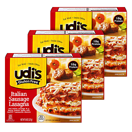 Udis Gluten Free Italian Sausage Lasagna, 8 Oz, Pack Of 3