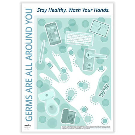 ComplyRight™ Germ Awareness Poster, Germs Are All Around You, English, 14" x 10"