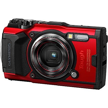 Olympus Tough TG-6 12 Megapixel Compact Camera - Red - 1/2.3" Sensor - Autofocus - 3"LCD - 4x Optical Zoom - 2x Digital Zoom - Optical (IS) - 4000 x 3000 Image - 3840 x 2160 Video - HD Movie Mode - Wireless LAN - GPS