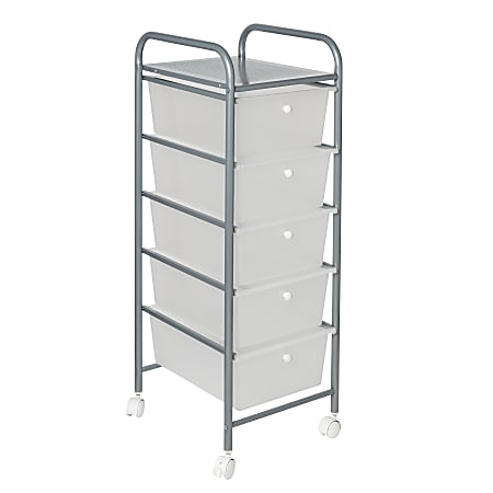 Honey Can Do Rolling Storage Cart, 5 Drawers, 38” x 17-3/4”, Chrome