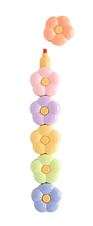 Office Depot® Brand Stackable Flower Highlighters, Chisel Tip, Assorted Colors, Pack Of 6