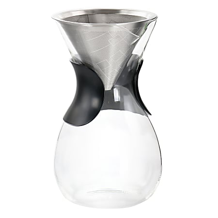 Mr. Coffee Verduzco 1-Liter Glass Pour Over Coffee Maker With Fine Mesh Filter, Clear/Black