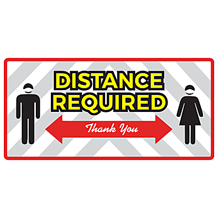 Alliance Social Distance Floor Graphics, 8" x 17", Distance Required - Thank You, Set Of 25