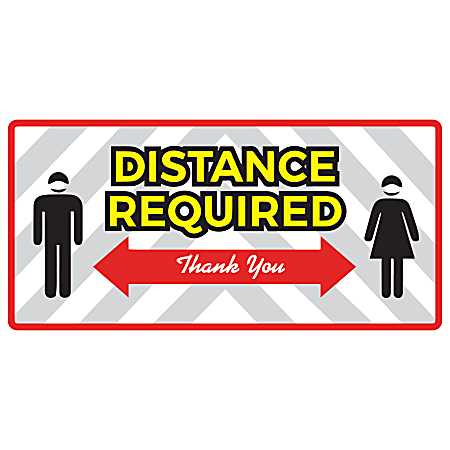 Alliance Social Distance Floor Graphics, 8" x 17", Distance Required - Thank You, Set Of 25 Graphics