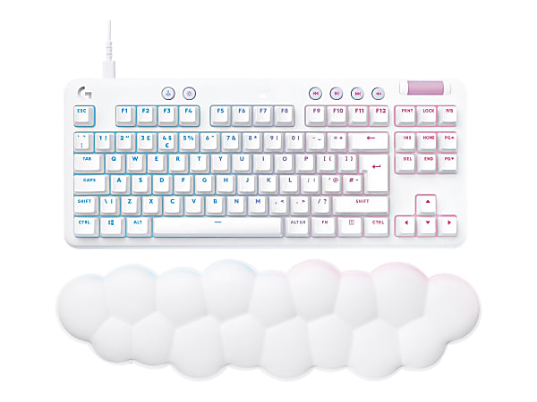 Logitech G713 Wired Gaming Keyboard, Linear Switches (GX Red), and Keyboard Palm Rest, White Mist - Keyboard - 920010670