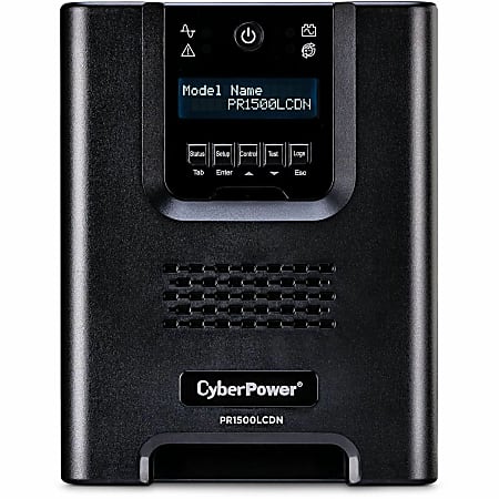 CyberPower PR1500LCDN Smart App Sinewave UPS Systems - 1500VA/1500W, 120 VAC, NEMA 5-15P, Mini-Tower, Sine Wave, 8 Outlets, LCD- PR1500LCDN