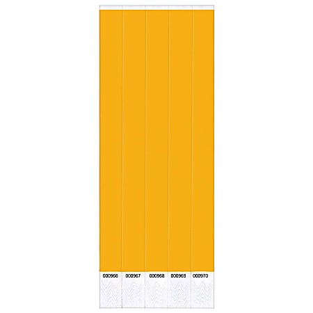 Amscan Waterproof Paper Wristbands, 3/4" x 10", Solid Orange, Pack Of 250 Wristbands