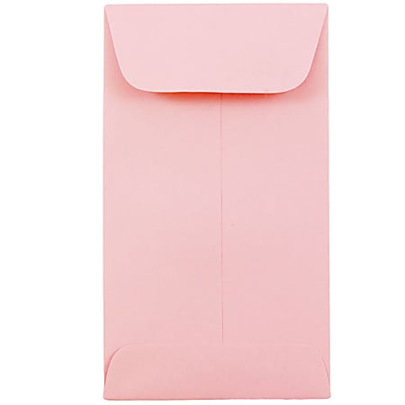 JAM Paper® Coin Envelopes, #5 1/2, Gummed Seal, Baby Pink, Pack Of 50 Envelopes
