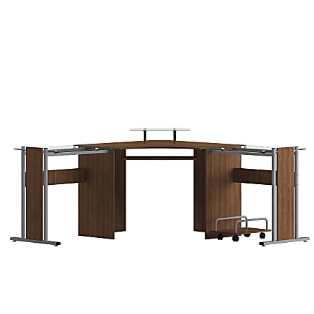 Flash Furniture Laminate Corner Desk With CPU Cart, Teak