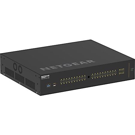 Netgear M4250-40G8XF-PoE++ AV Line Managed Switch - 40 Ports - Manageable - 3 Layer Supported - Modular - 82.60 W Power Consumption - 2880 W PoE Budget - Optical Fiber, Twisted Pair - PoE Ports - 2U High - Rack-mountable, Table Top