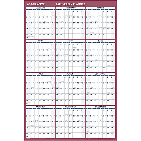 AT-A-GLANCE® Reversible Yearly Wall Calendar, 24" x 36", January To December 2022, PM21228
