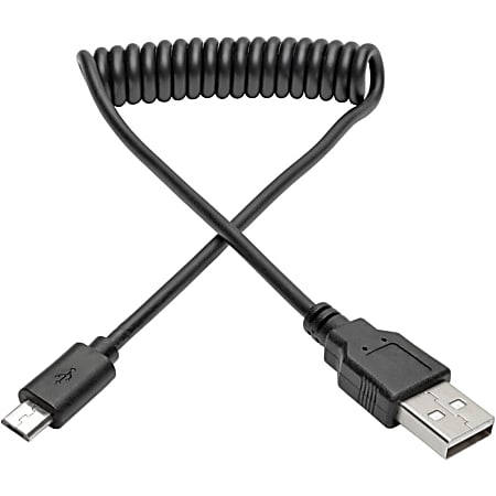 Eaton Tripp Lite Series USB 2.0 A to Micro-B Coiled Cable (M/M), 6 ft. (1.83 m) - USB cable - USB (M) to Micr - U050006COIL
