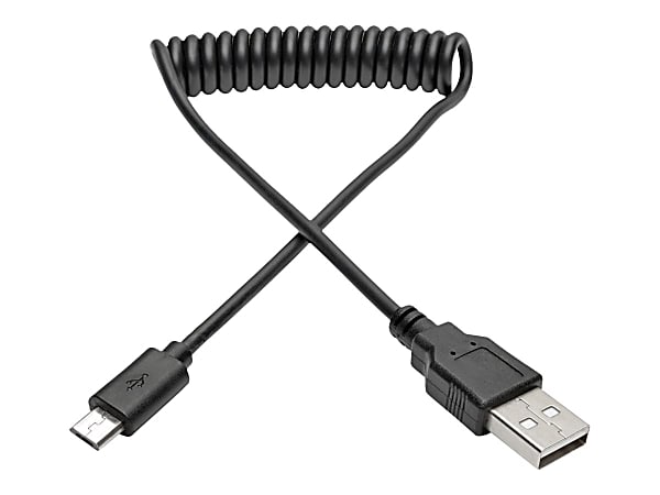 Eaton Tripp Lite Series USB 2.0 A to Micro-B Coiled Cable (M/M), 6 ft. (1.83 m) - USB cable - USB (M) to Micro-USB Type B (M) - USB 2.0 - 6 ft - coiled, molded - black