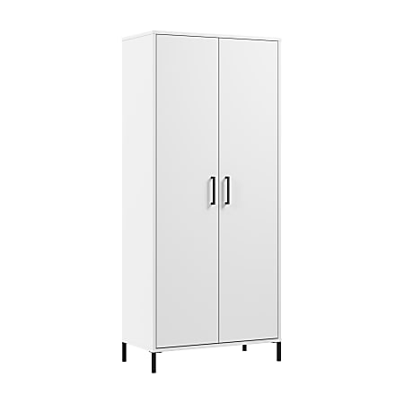 Bush Furniture Essence 29"W Tall Storage Cabinet With Doors, White, Standard Delivery