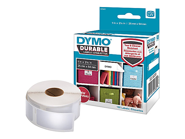 DYMO® LabelWriter Labels, DYM1976411, Permanent Adhesive, 1"W x 2 1/8"L, Thermal Transfer, White, Roll Of 160
