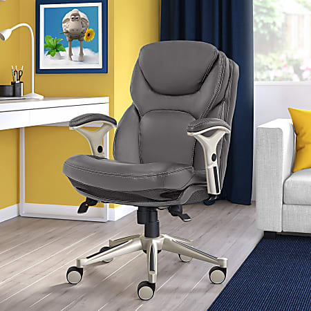 Serta&reg; Claremont Ergonomic Bonded Leather Mid-Back Office Chair, Gray