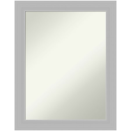 Amanti Art Non-Beveled Rectangle Framed Bathroom Wall Mirror, 28” x 22”, Brushed Sterling Silver