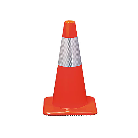 3M™ TEKK Protection™ PVC Reflective Traffic Safety Cone, 18", Red Orange