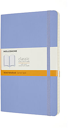 Moleskine Classic Notebook, Large, 5" x 8-1/4", Ruled, 192 Pages, Soft Cover, Hydrangea Blue