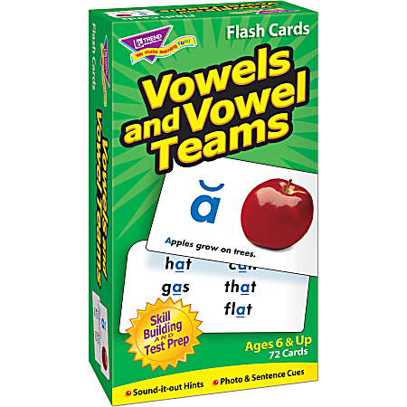 Trend Vowels and Vowel Teams Flash Cards - Theme/Subject: Learning - Skill Learning: Vowels, Reading - 72 Pieces - 6+ - 72 / Each