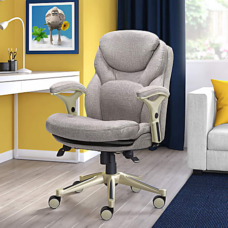 Serta&reg; Claremont Ergonomic Bonded Leather Mid-Back Office Chair, Light Gray/Silver