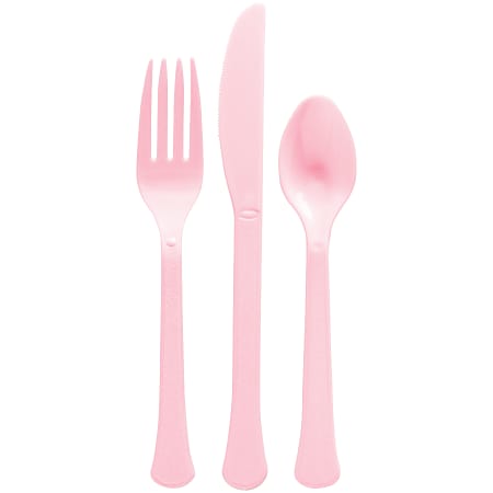 Amscan Boxed Heavyweight Cutlery Assortment, New Pink, 200 Utensils Per Pack, Case Of 2 Packs