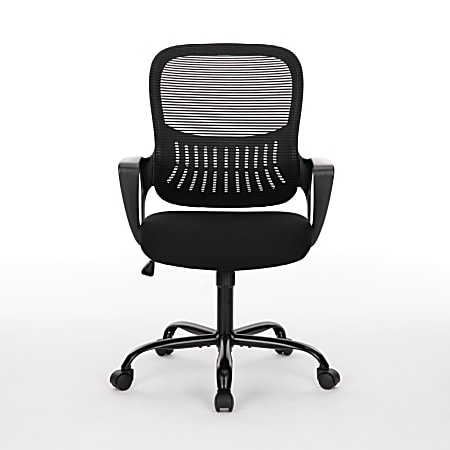 Office Guest Chair With Lumbar Support No Wheels Set Of 2, Stationary Non Rolling Mesh Mid Back Computer Side Chairs Waiting Area Reception Conference Room Bedro - View #7