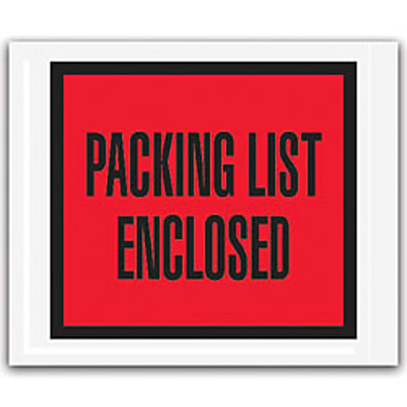 Tape Logic® "Packing List Enclosed" Envelopes, Full Face, Red, 4 1/2" x 6" Pack Of 1,000